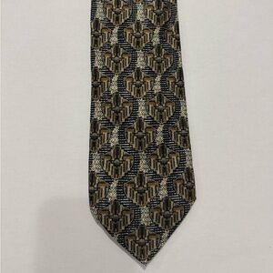 Avia Elegant Black and Gold Foulard Patterned Tie